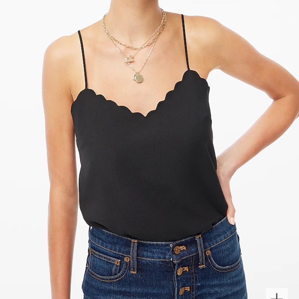 JCrew scallop tank black size 0